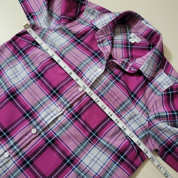 J. Crew Women's Pink Plaid Flannel Button-Down Cotton Shirt - Picture 6 of 16